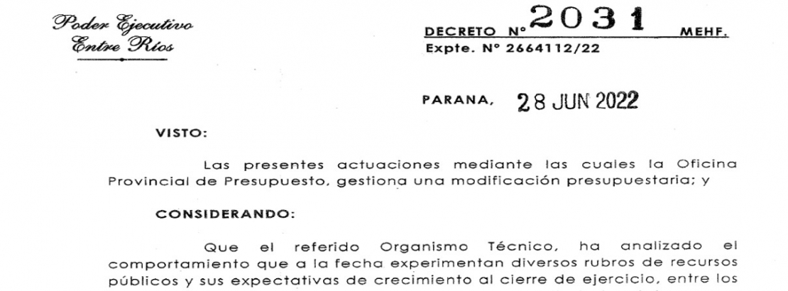 Decreto N2031/22 - Ampliacin presupuestaria 2022 - Municipios y Comunas