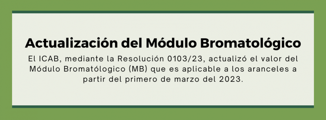 Actualizacin del valor del Mdulo Bromatolgico