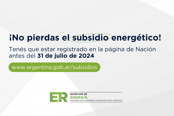 La provincia insta a inscribirse al RASE para no perder los subsidios de luz y gas que quitará Nación