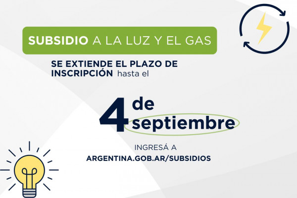 Se extendió el plazo de inscripción para solicitar el subsidio de luz y gas