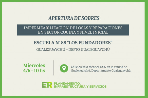 La Escuela Nº 88 de Gualeguaychú será puesta en valor con mejoras edilicias