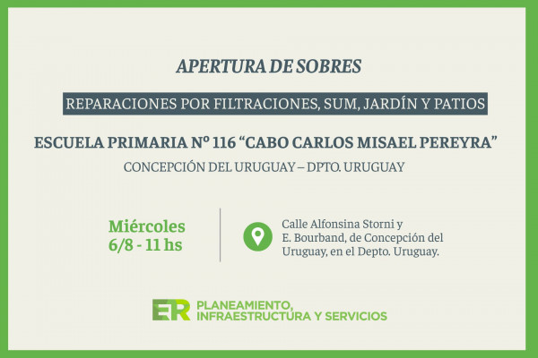 Ante problemas de filtraciones, se ejecutarán obras en la Escuela Nº 116 de Concepción del Uruguay