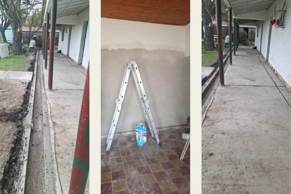 Mejoras estructurales en la Escuela Yapeyú de Quebracho: arreglos en techos, piso de galería y sistema de drenaje