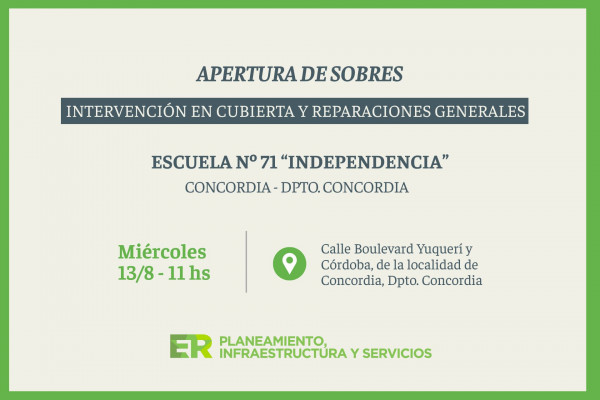 La Escuela Nº 71 de Concordia recibirá mejoras estructurales