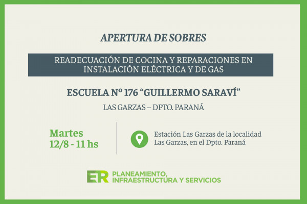 Apertura de sobres para intervenir en la Escuela Saraví: beneficiará a 95 estudiantes de Las Garzas