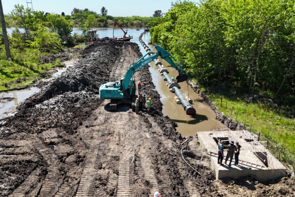 Se concretó un paso fundamental en la obra de tratamiento de efluentes cloacales de Gualeguaychú