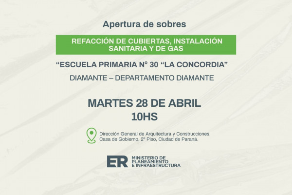 Se realizarán intervenciones edilicias en escuela de Diamante