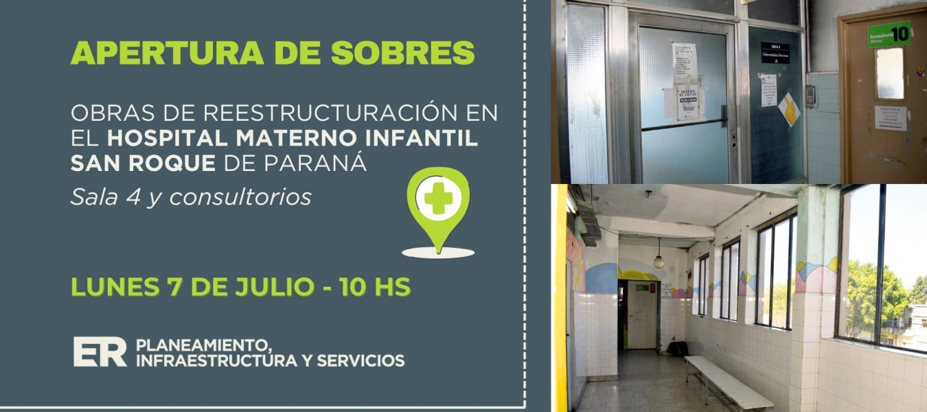 Este lunes el gobierno provincial licitará una obra para mejorar la infraestructura del Hospital San Roque de Paraná