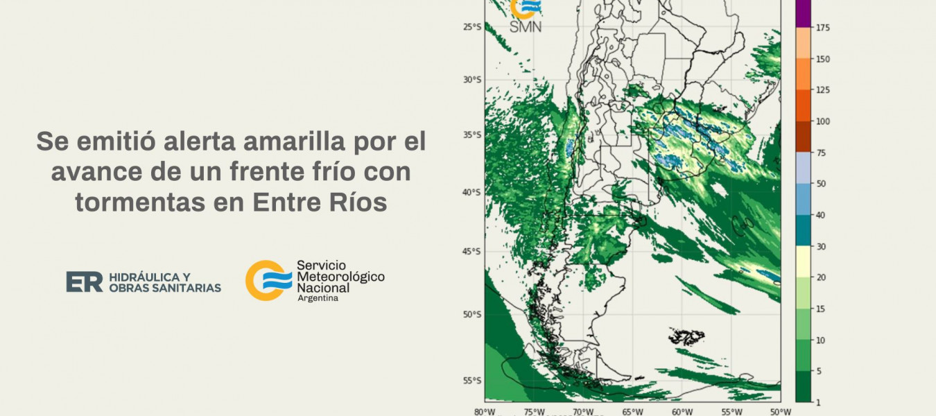 Se emitió alerta amarilla por el avance de un frente frío con tormentas en Entre Ríos