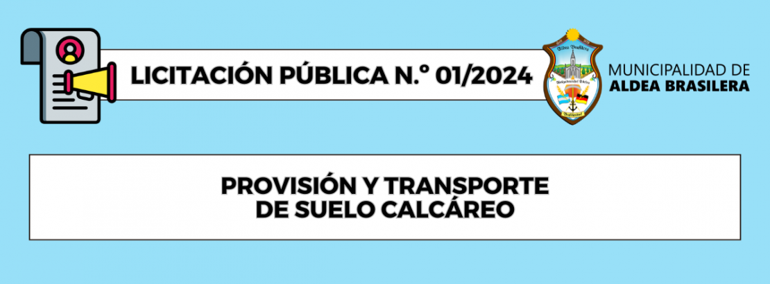 Imagen de La Municipalidad de Aldea Brasilera llama a licitacin para la provisin y transporte de suelo calcreo.