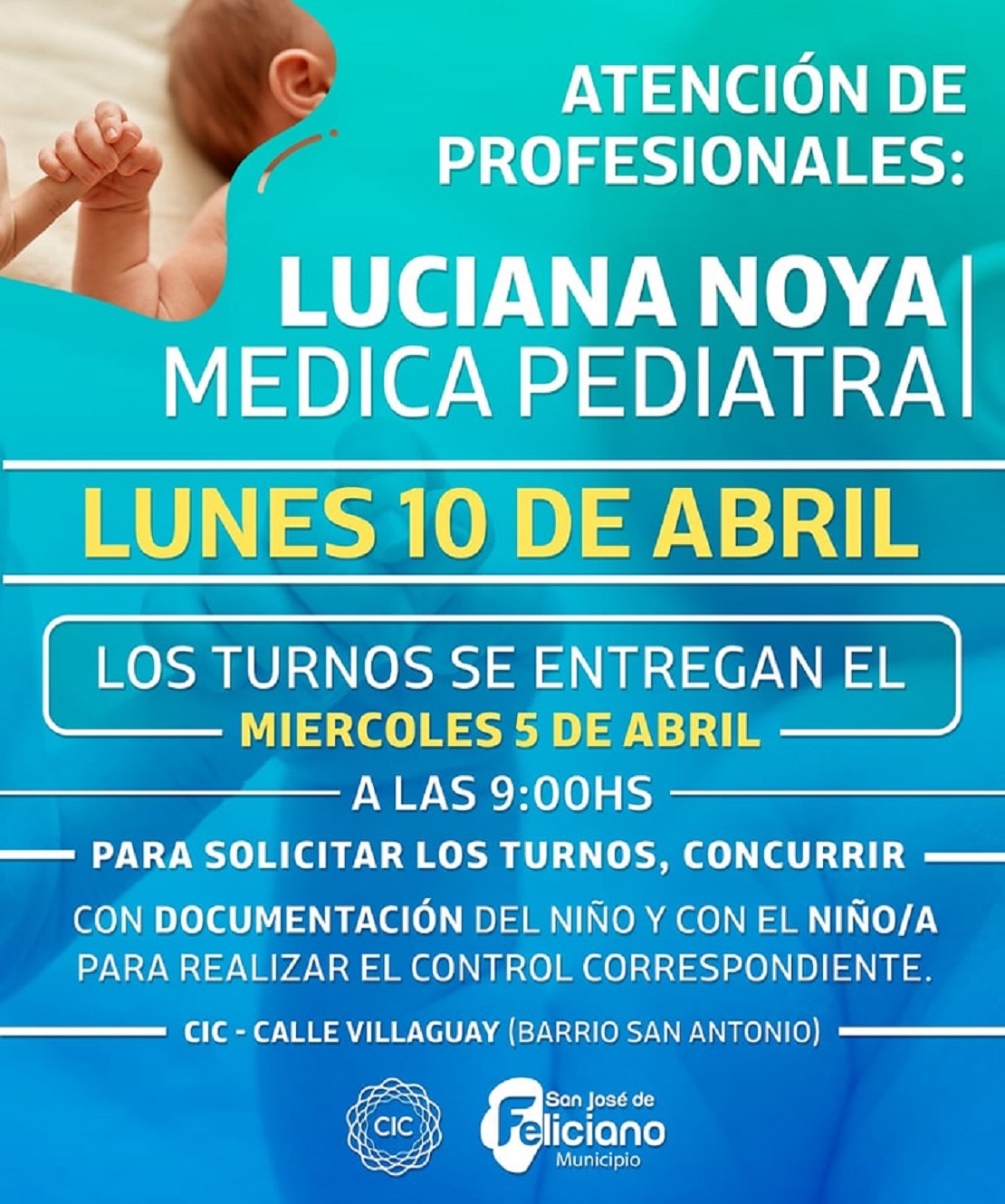 Atención de la Medica Pediatra, Dra. Luciana Noya.